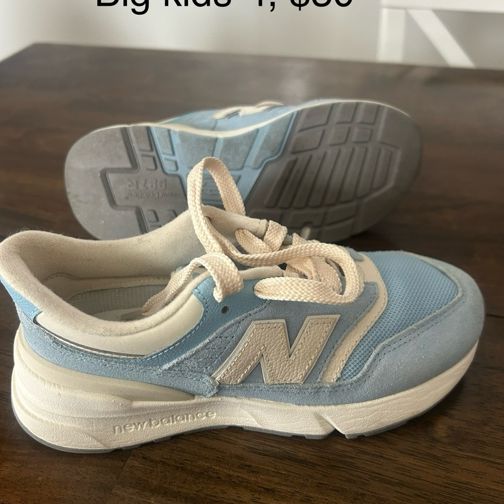 New Balance Kids' Light Blue and Beige Sneakers
